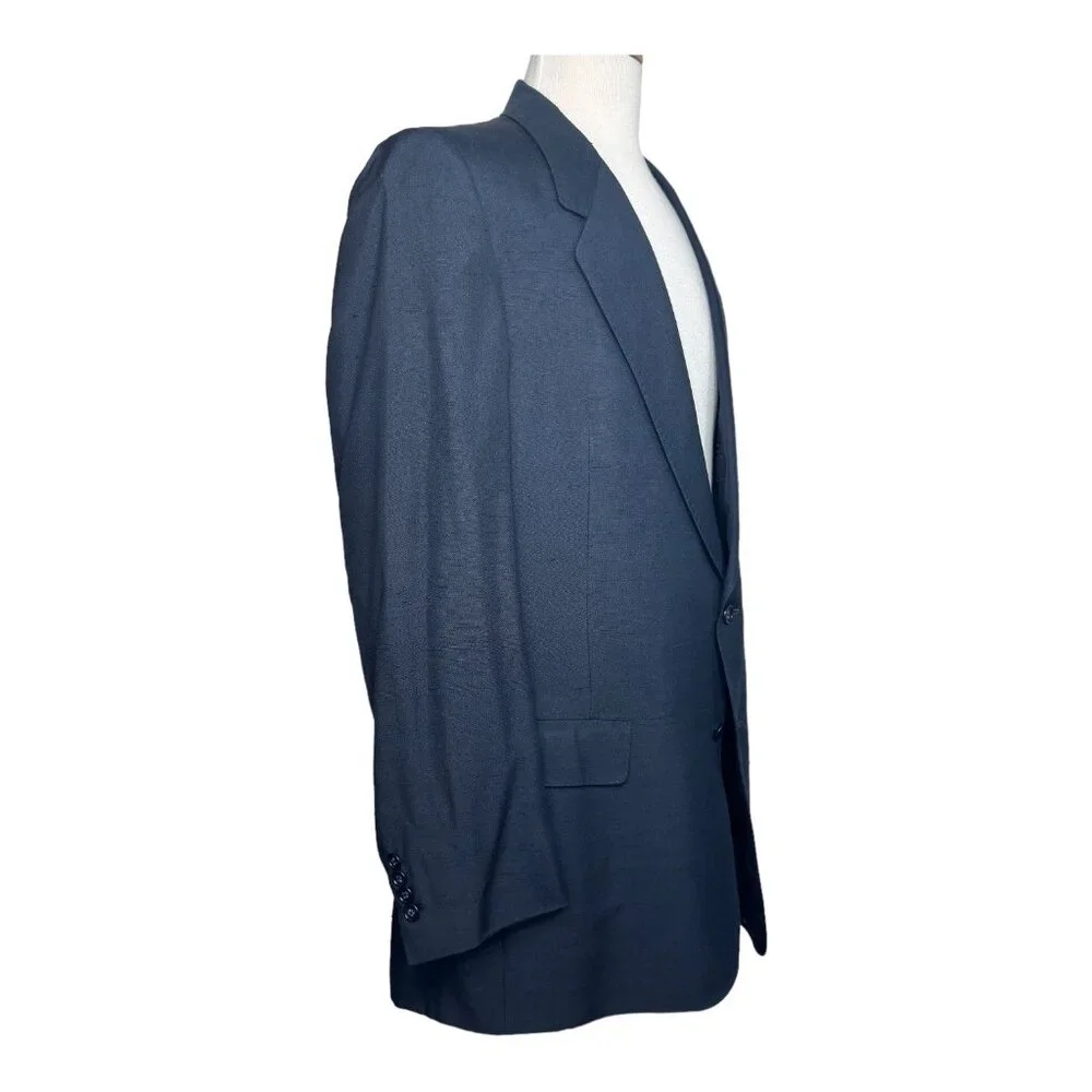 Dior Vintage Men's Blazer Single Breast 100% Silk Navy Blue 44